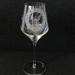 Military Insignia Red Wine Glasses - Custom Engraved US Coast Guard Pair.