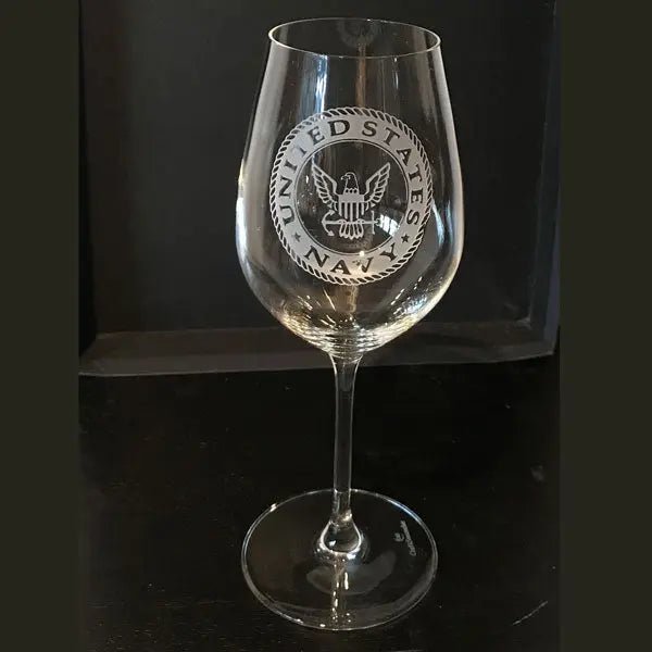 Military Insignia - White Wine Glass (PAIR)