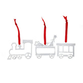 Mini Ornament Set - Train Engine, Toy Car, and Caboose Nambé