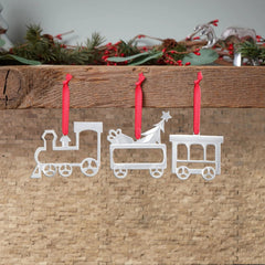 Mini Ornament Set - Train Engine, Toy Car, and Caboose Nambé