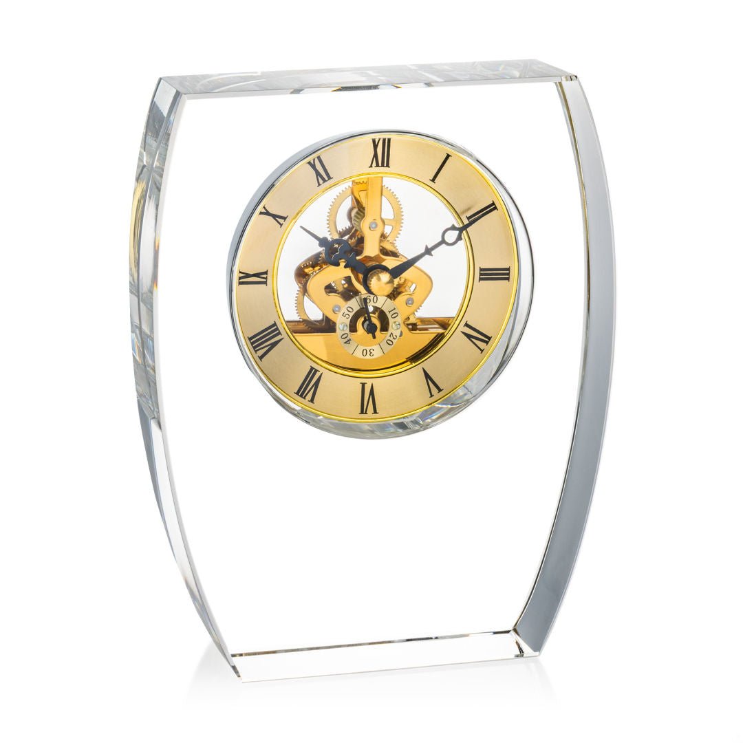Moira Crystal Skeleton Clock – Luxury Executive Gift crystal edge - Crystal House