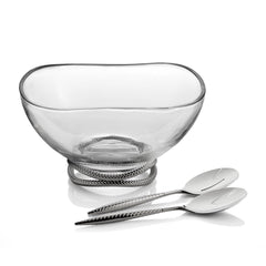 Nambe Braid Glass Salad Bowl with Servers – Chrome & Stainless Steel Nambé- Crystal House