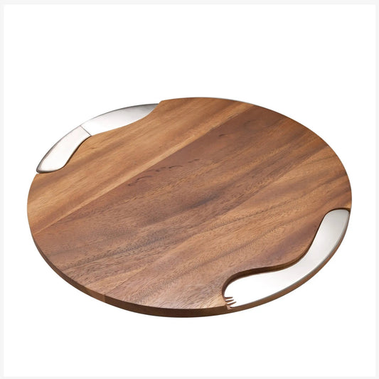 Nambe Entertaining Cheese Block w/ Knife & Spreader Nambé