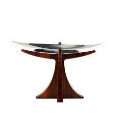 Nambé Tribute Compote – Alloy & Acacia Wood Designer Serving Bowl Nambé- Crystal House