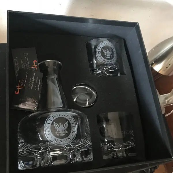 Navy logo Orrefors Decanter Set Crystal House