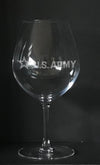 U.S Army logo on stem wine glass