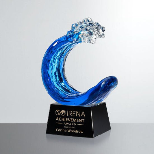 Oceana Art Glass Award – Luxury Wave Trophy crystal edge - Crystal House