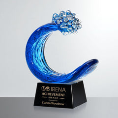 Oceana Art Glass Award – Luxury Wave Trophy crystal edge - Crystal House