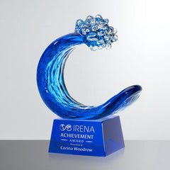 Oceana Art Glass Award – Luxury Wave Trophy crystal edge - Crystal House