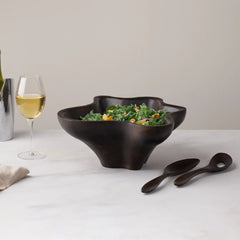 Oceana Coral Salad Bowl w/ Servers - Espresso Nambé