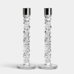 Orrefors Carat Candlestick Silver Large – Set of 2 Luxury Wedding & Corporate Gift Orrefors - Crystal House