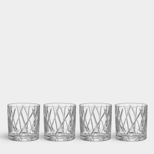 Orrefors City Double Old Fashioned Glass Set of 4 – Luxury Crystal Gifts Orrefors - Crystal House
