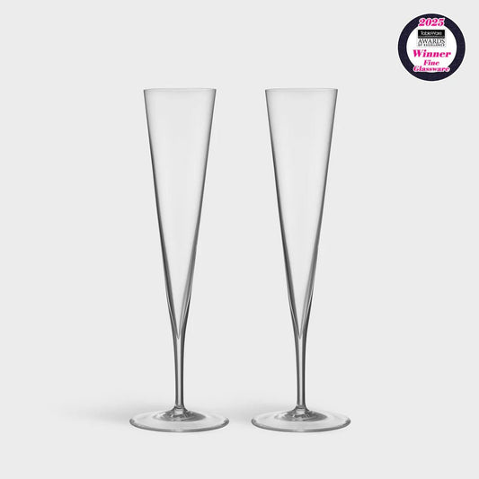 Orrefors Geometry Champagne Glass Set of 2 – Luxury Wedding & Corporate Gift Orrefors - Crystal House