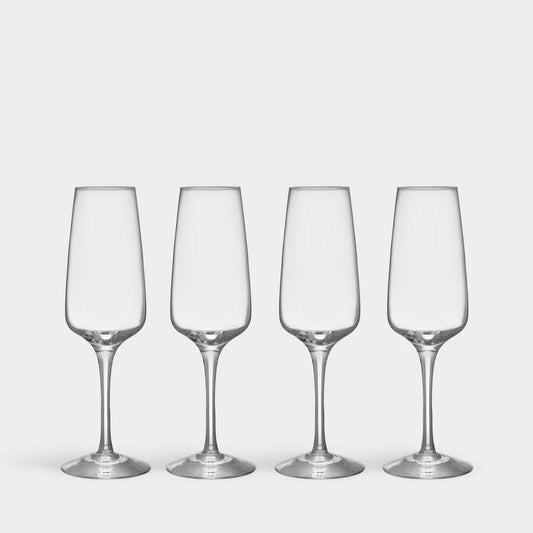 Orrefors Pulse Champagne Glass Set of 4 – Luxury Wedding & Corporate Gift Crystal House - Crystal House