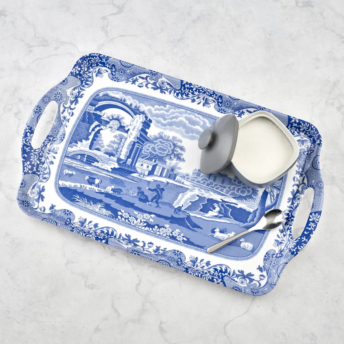 Pimpernel - Placemats / Coasters and Gifts Blue Italian Large Melamine Handled Tray Pimpernel