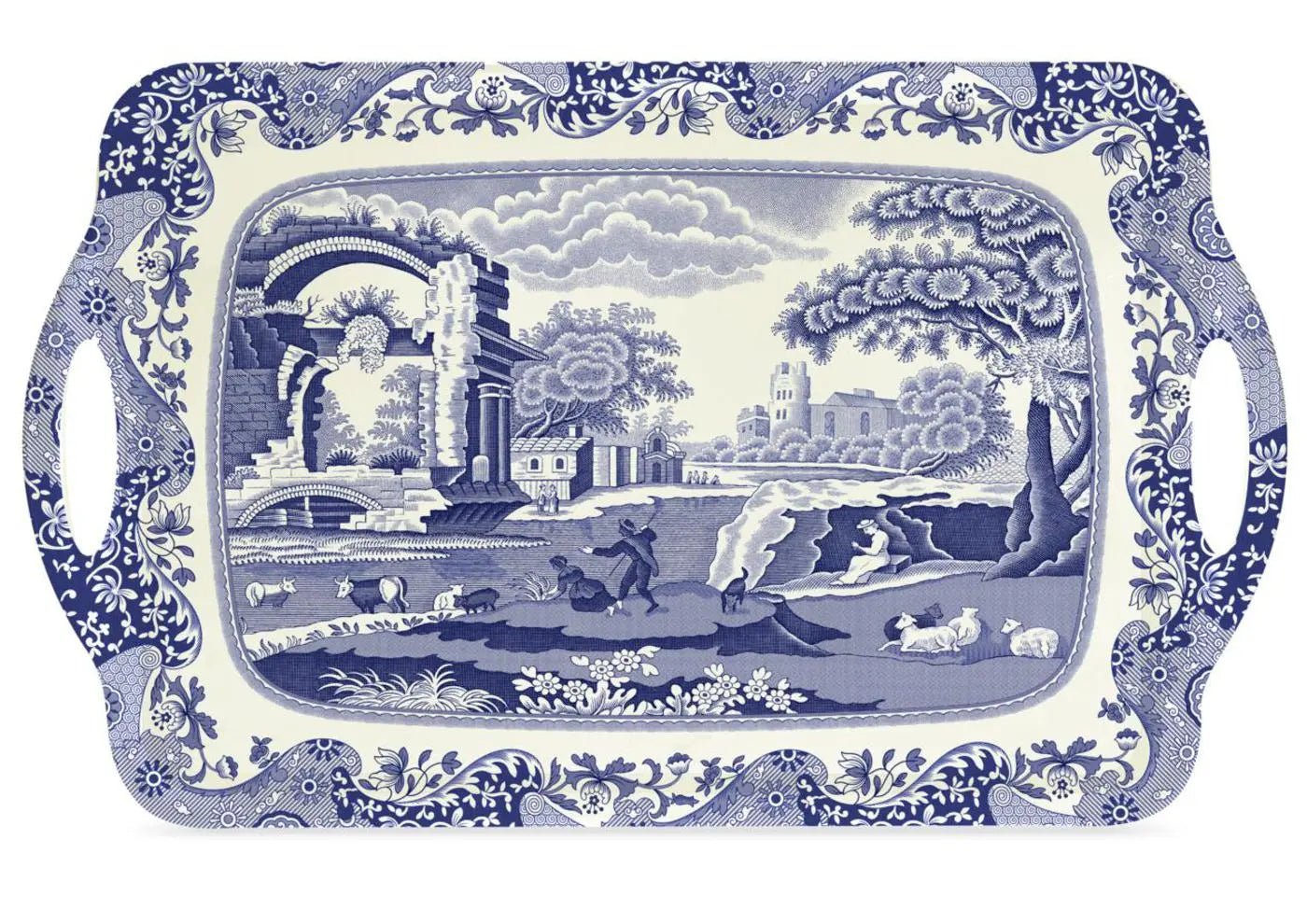 Pimpernel - Placemats / Coasters and Gifts Blue Italian Large Melamine Handled Tray Pimpernel