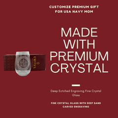 Premium Custom US Navy Gift – Fine Crystal Stemless Wine Whiskey Glass with Deep Sand Carved Engraving Crystal House - Crystal House