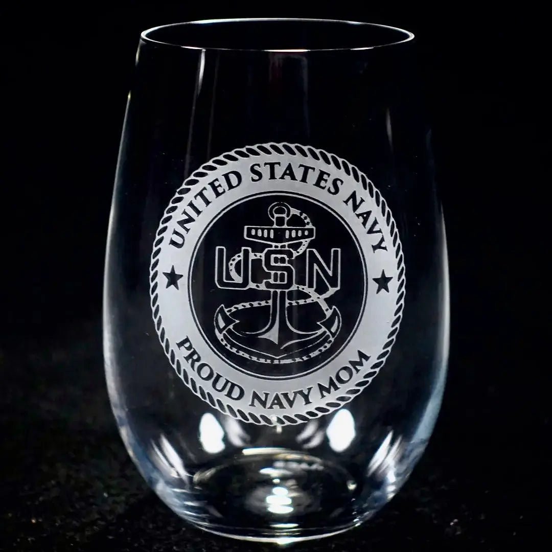 Proud Navy Mom - Stemlesss Crystal House