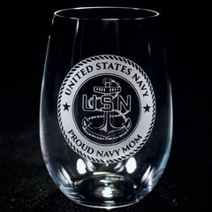 Proud Navy Mom - Stemlesss Crystal House
