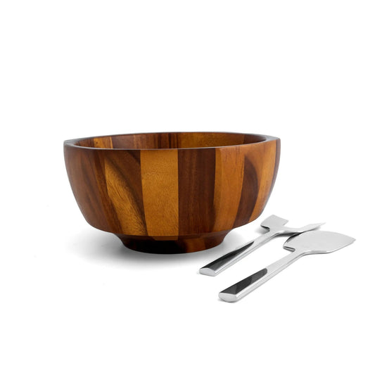 Rivet Salad Bowl w/ Servers Nambé