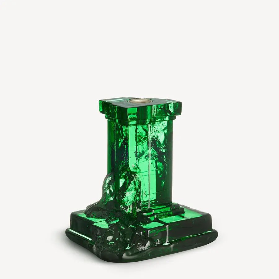 Rocky Baroque Candlestick Emerald Green Medium Kosta Boda