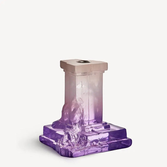 Rocky Baroque Candlestick Lilac Haze Medium Kosta Boda