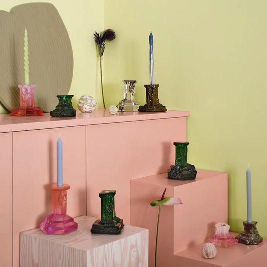 Rocky Baroque Candlestick Spicy Rose Small Kosta Boda