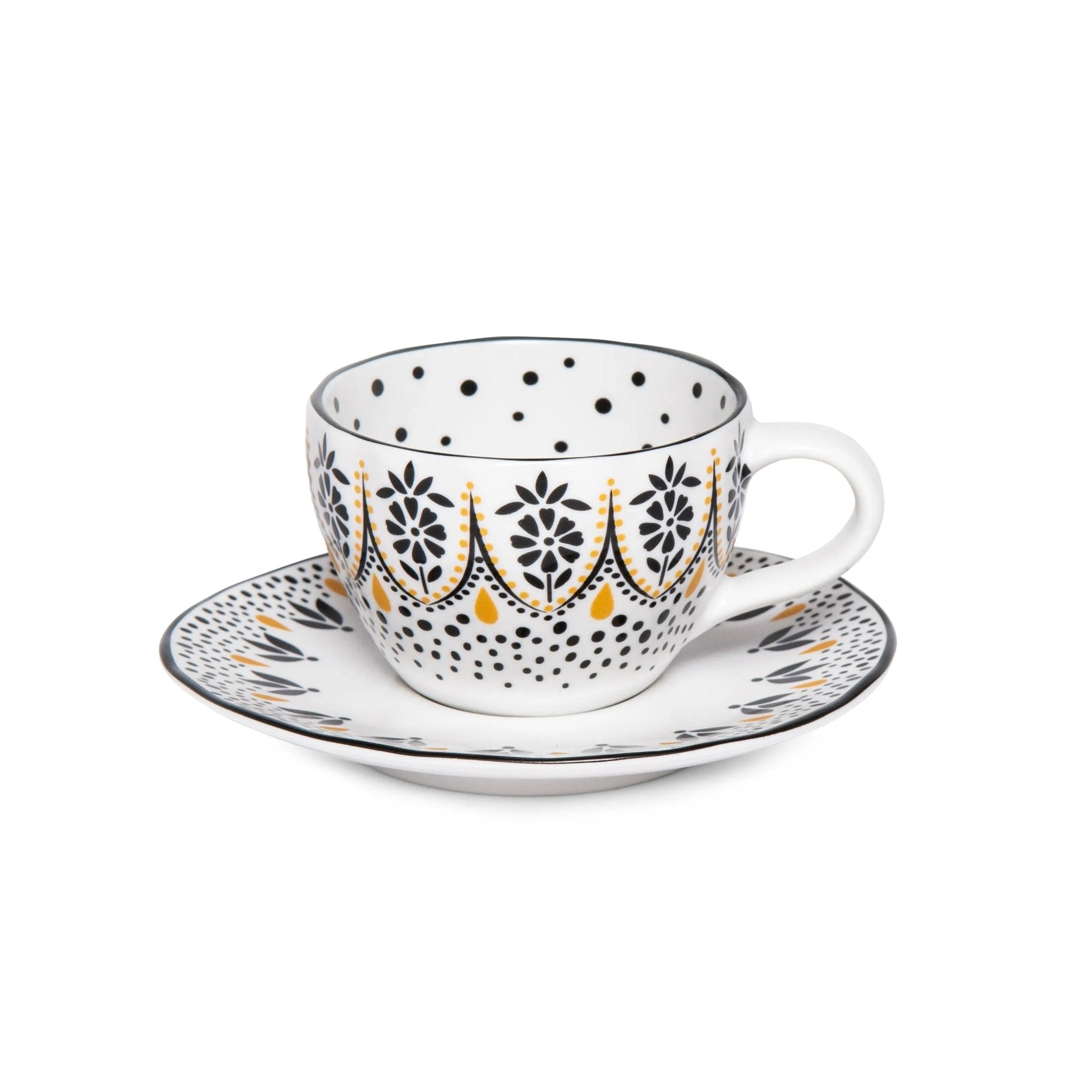 Sara Miller Artisanne Noir Espresso Cup & Saucer S/2 Portmeirion