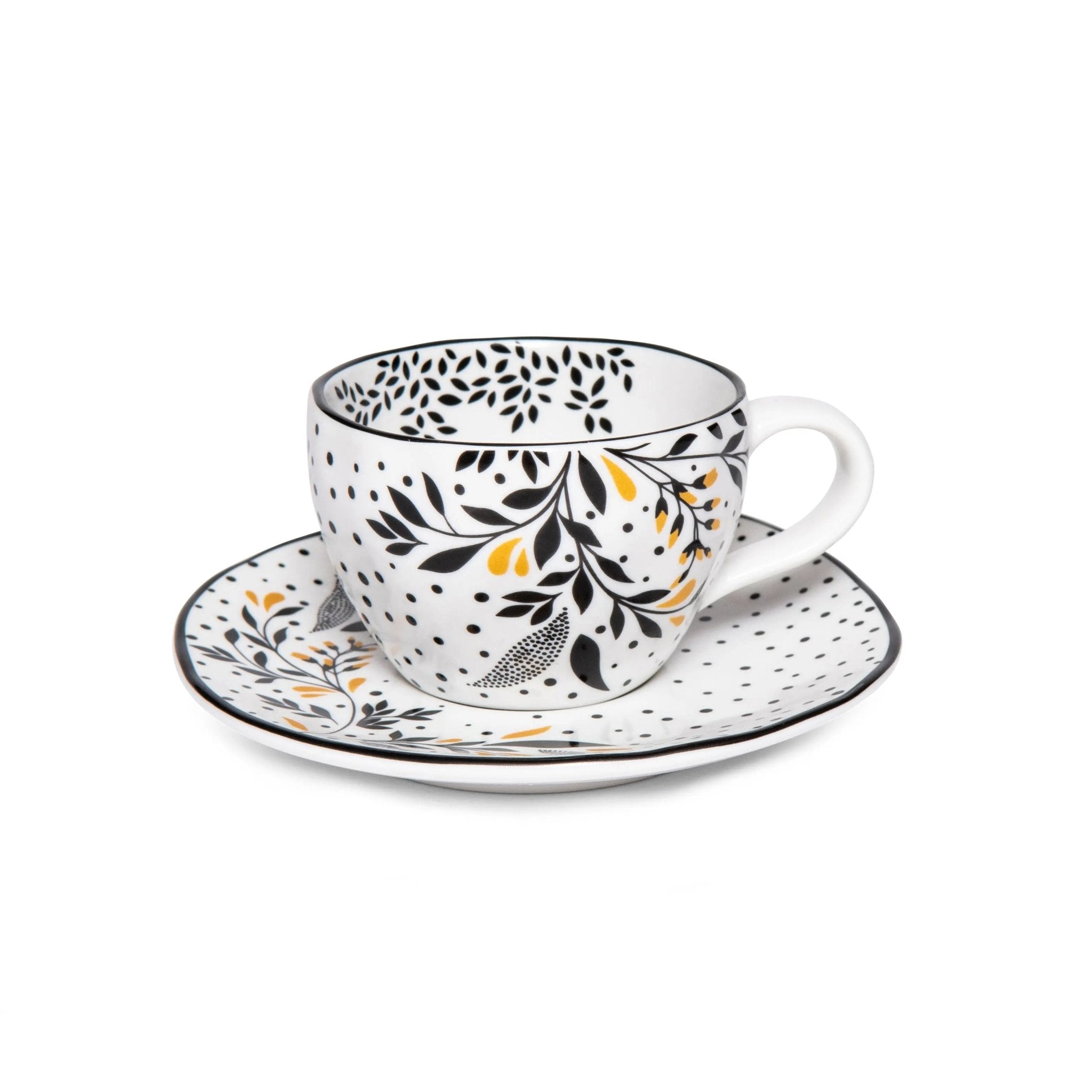Sara Miller Artisanne Noir Espresso Cup & Saucer S/2 Portmeirion