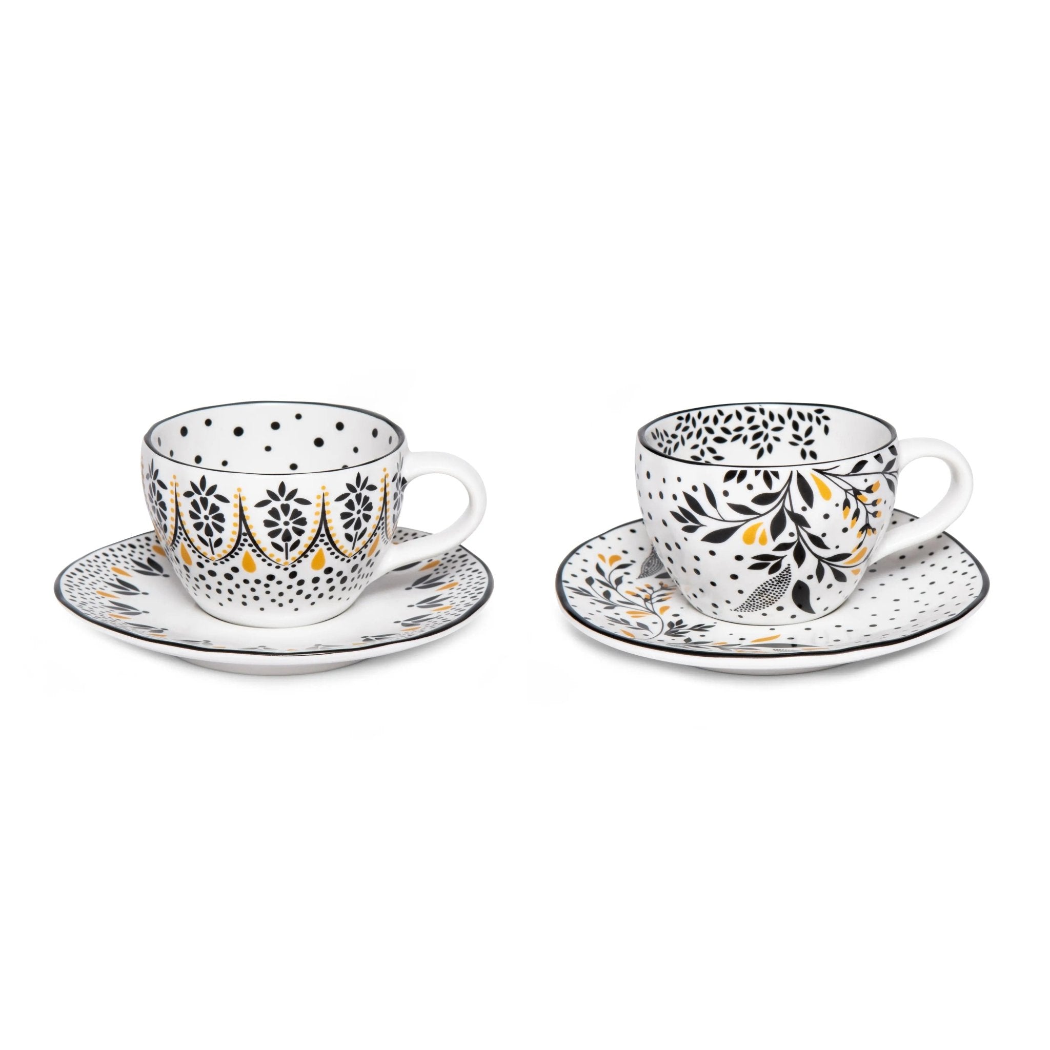 Sara Miller Artisanne Noir Espresso Cup & Saucer S/2 Portmeirion