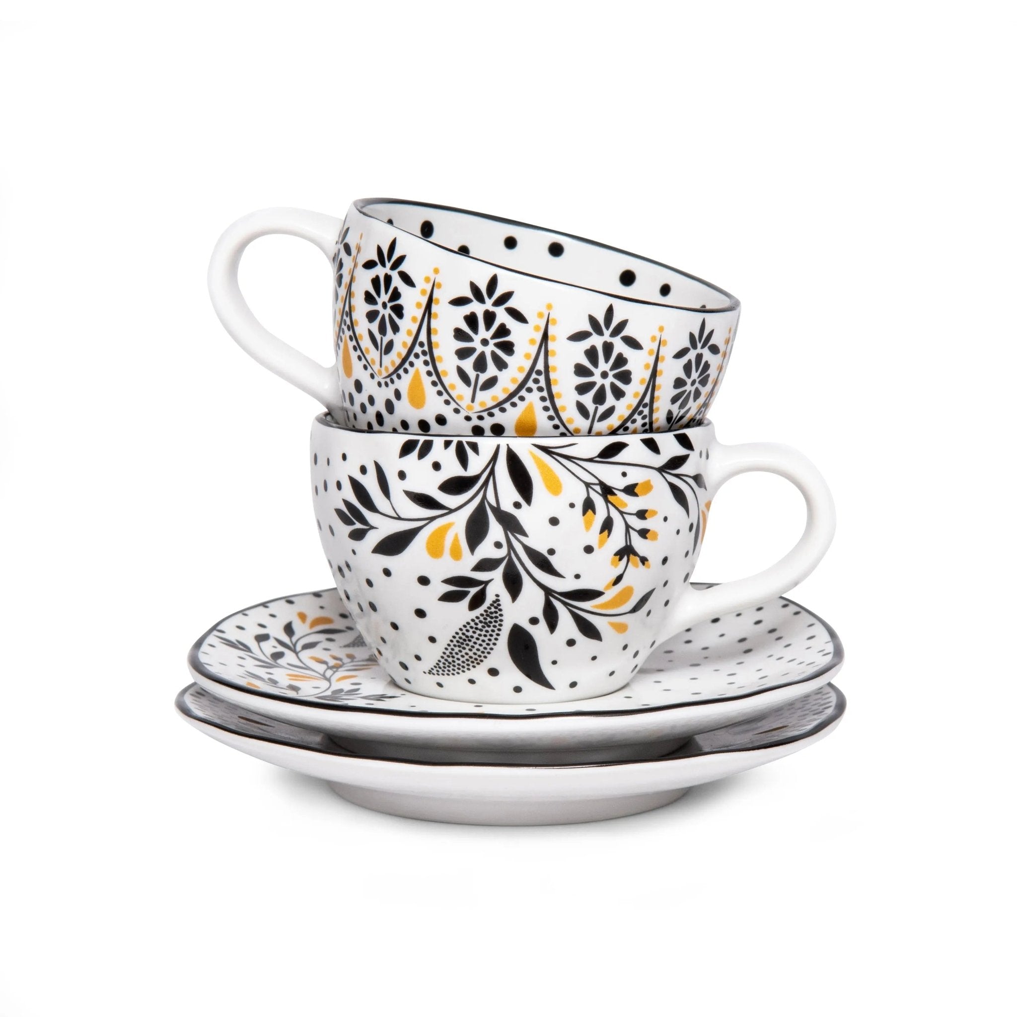 Sara Miller Artisanne Noir Espresso Cup & Saucer S/2 Portmeirion