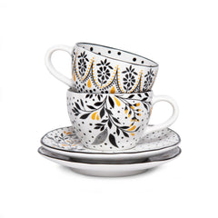 Sara Miller Artisanne Noir Espresso Cup & Saucer S/2 Portmeirion