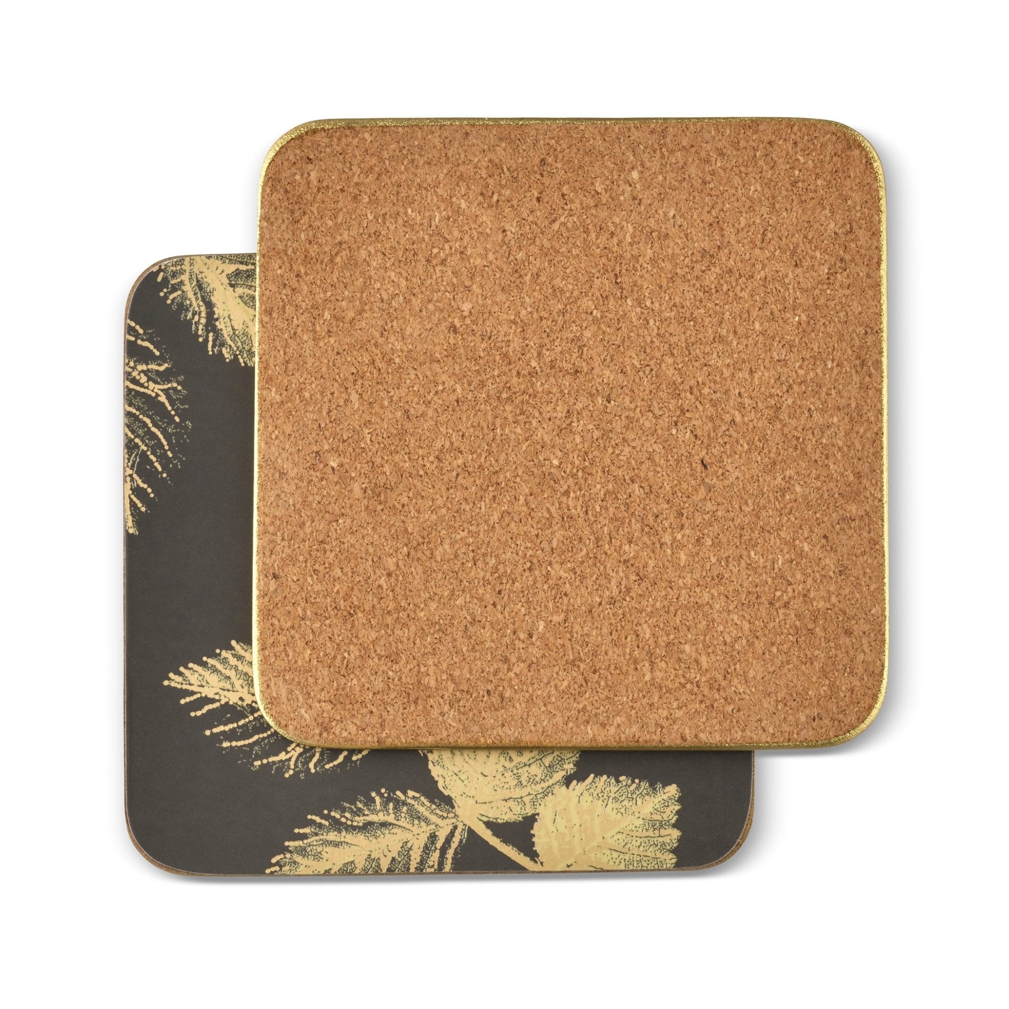 Sara Miller - London Etched Leaves Coasters Set of 6 Dark Grey Portmeirion - Crystal House