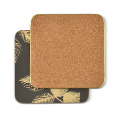 Sara Miller - London Etched Leaves Coasters Set of 6 Dark Grey Portmeirion - Crystal House