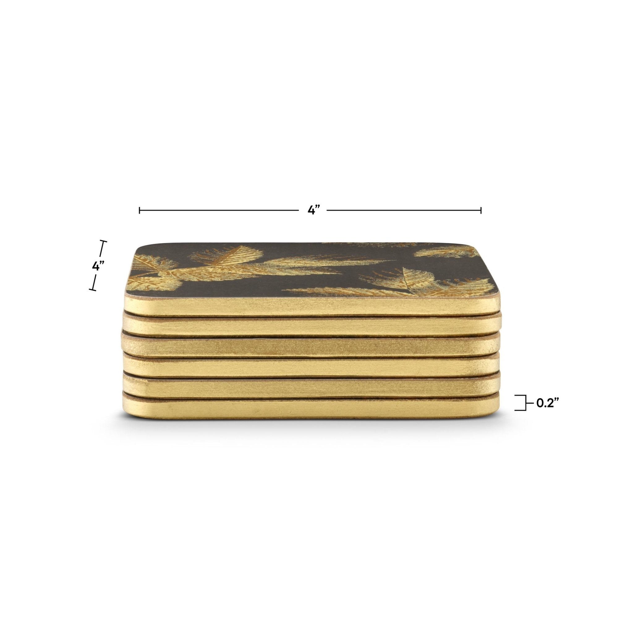 Sara Miller - London Etched Leaves Coasters Set of 6 Dark Grey Portmeirion - Crystal House