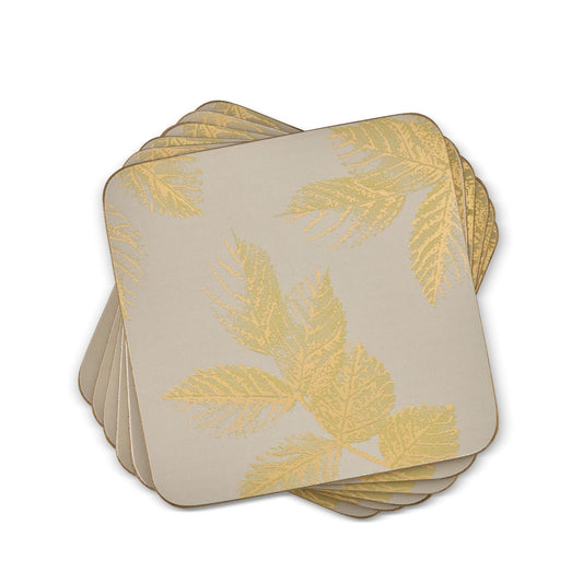 Sara Miller - London Etched Leaves Coasters Set of 6 Light Grey Portmeirion - Crystal House