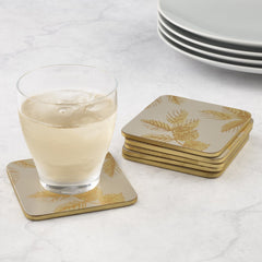 Sara Miller - London Etched Leaves Coasters Set of 6 Light Grey Portmeirion - Crystal House