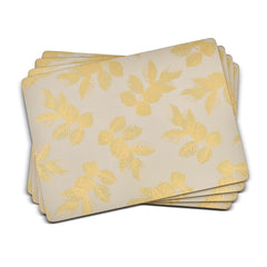 Sara Miller - London Etched Leaves Placemats Set of 4 Light Grey - Large Size Portmeirion - Crystal House