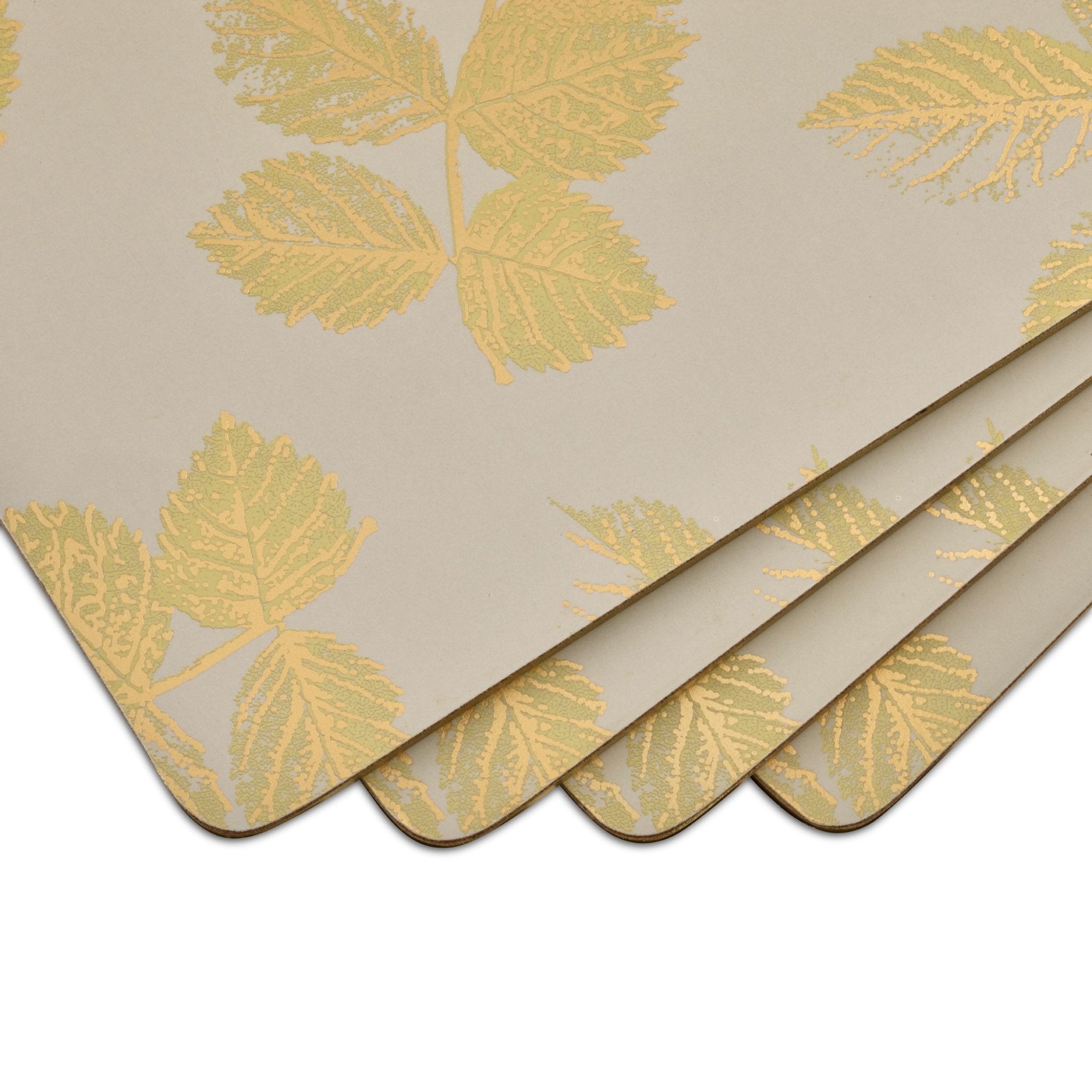 Sara Miller - London Etched Leaves Placemats Set of 4 Light Grey - Large Size Portmeirion - Crystal House