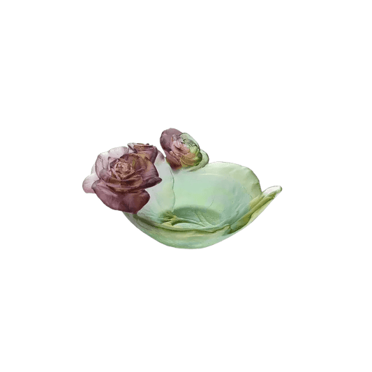 Small Rose Passion Bowl in Red & Purple Daum