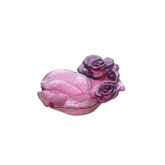 Small Rose Passion Bowl in Red & Purple Daum