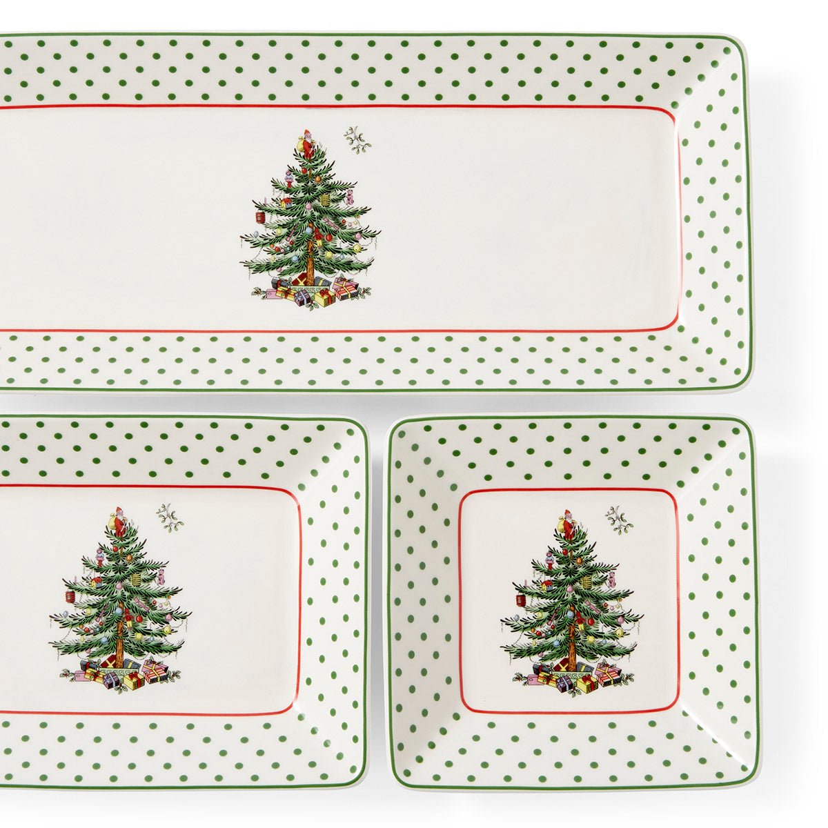 Spode Christmas Tree Polka Dot 3 Piece Nesting Tray Spode - Crystal House