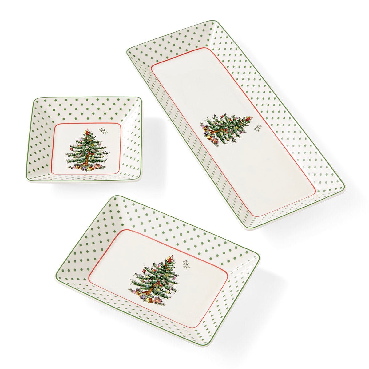 Spode Christmas Tree Polka Dot 3 Piece Nesting Tray Spode - Crystal House