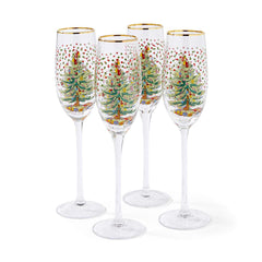 Spode Christmas Tree Polka Dot Champagne Flutes Spode - Crystal House