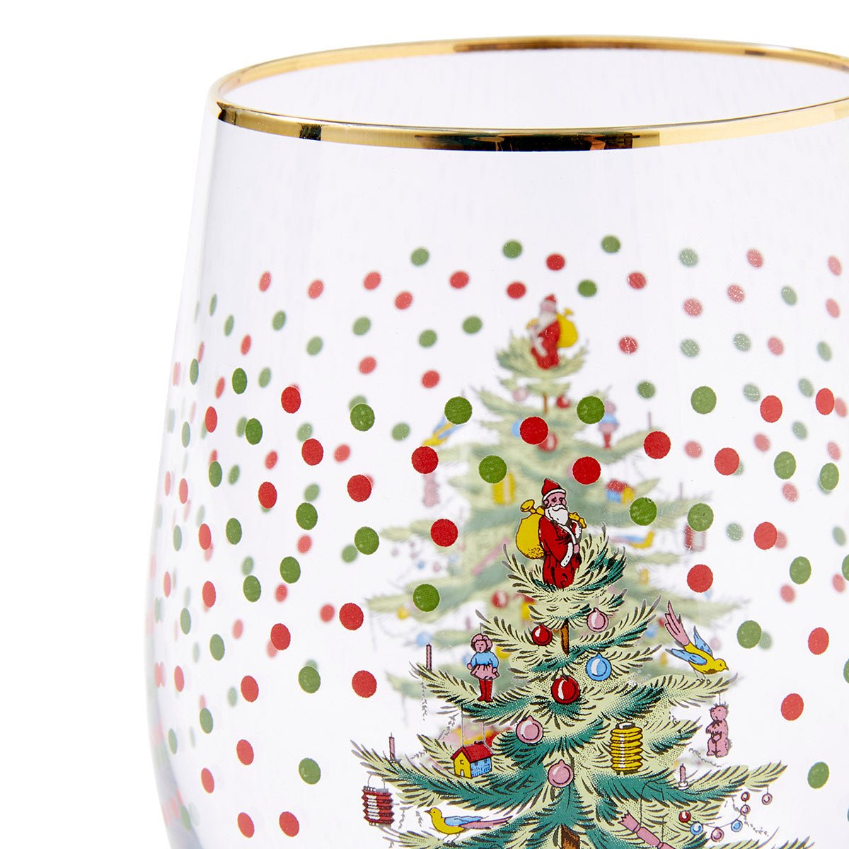 Spode Christmas Tree Polka Dot Wine Glasses set of 4 Spode - Crystal House