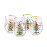 Spode Christmas Tree Polka Dot Wine Glasses set of 4 Spode - Crystal House