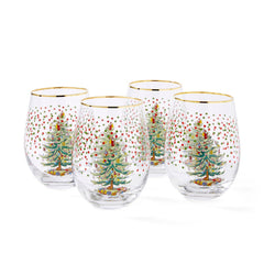 Spode Christmas Tree Polka Dot Wine Glasses set of 4 Spode - Crystal House