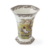 Spode Woodland Hexagonal Vase, Hunting Dogs Spode - Crystal House