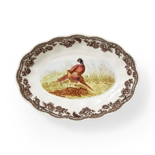 Spode Woodland Pheasant Oval Fluted Dish Spode - Crystal House