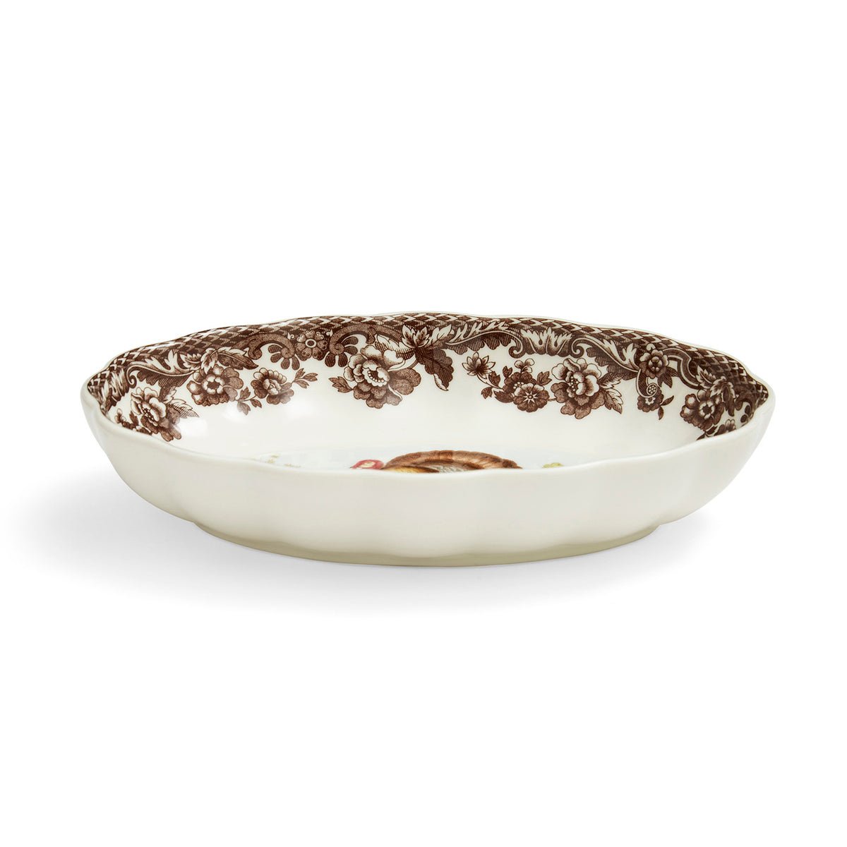 Spode Woodland Turkey Oval Fluted Dish Spode - Crystal House